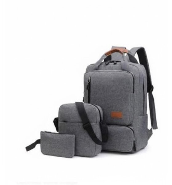 Sac à dos scolaire gris avec pochettes