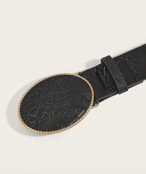 Ceinture noire gravée élégante