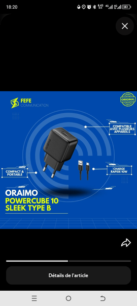 Chargeur Oraimo PowerCube 10