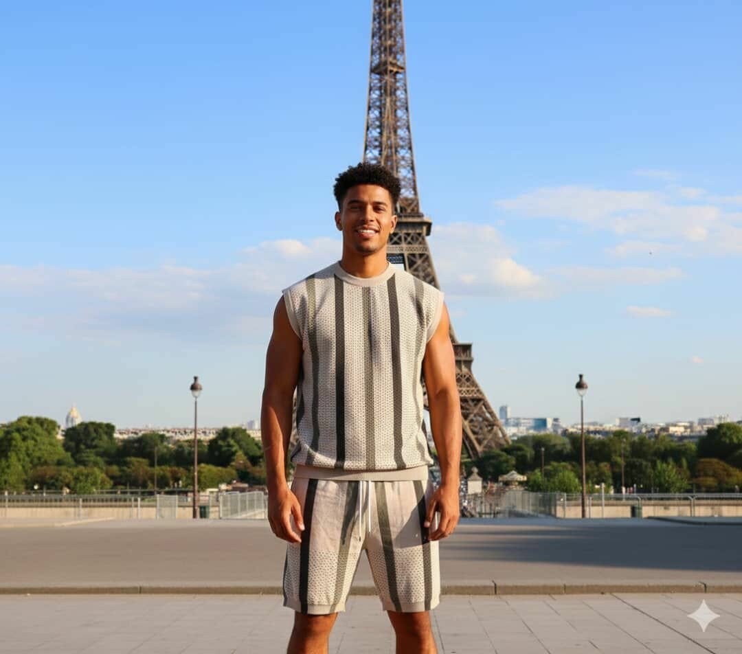 Ensemble débardeur et short rayé