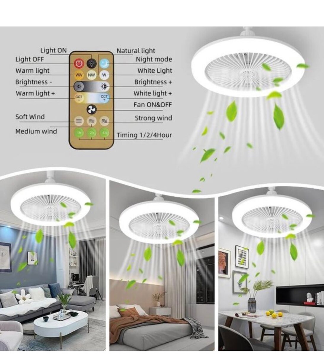 Ventilateur plafonnier LED avec télécommande