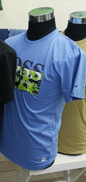 Stylish men's T-shirt with Hugo Boss print blue