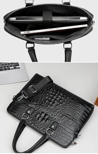 Sacoche en cuir croco homme