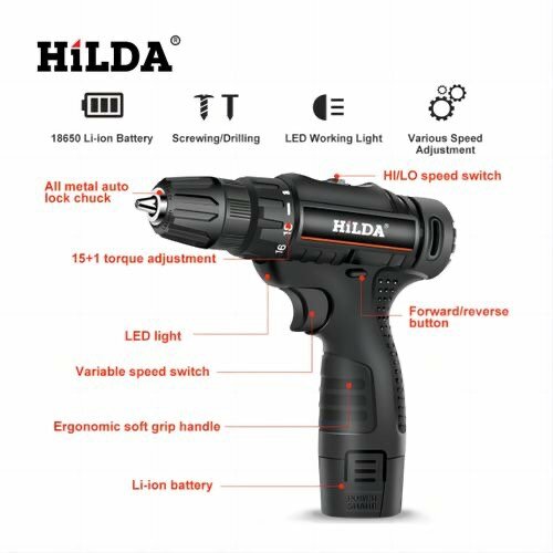 HILDA 12V Impact Cordless Drill Power Tools Wireless Drills