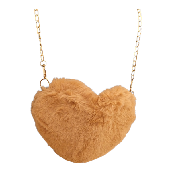 Sac à main en forme de cœur en peluche