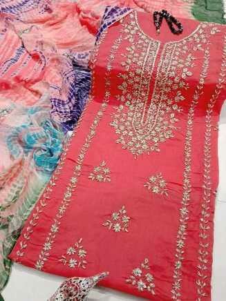 3 Pcs Women Unstitched Suit