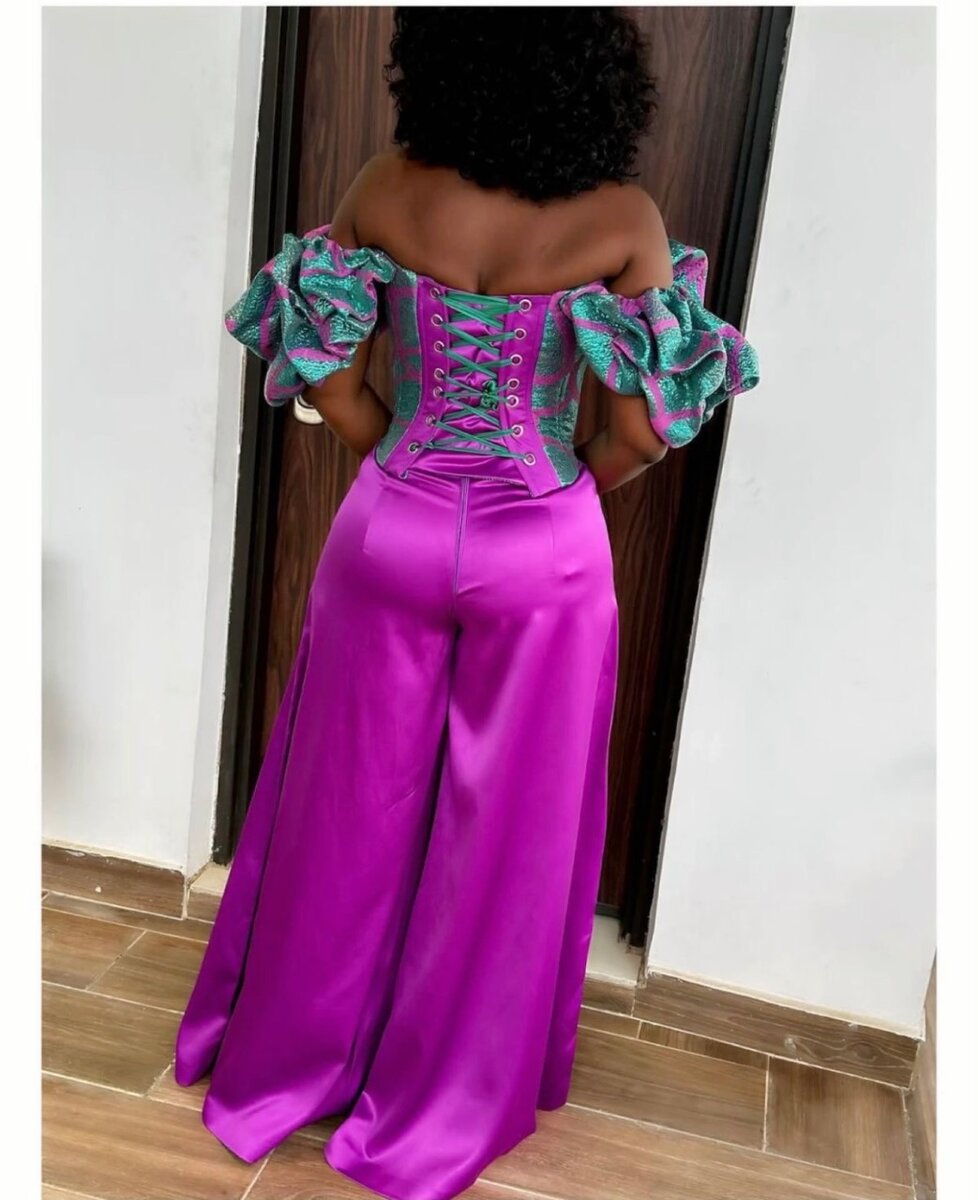 Palazzo pants and corset blouse