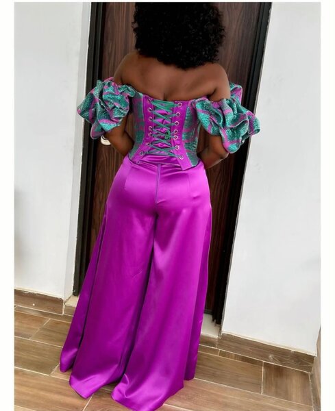 Palazzo pants and corset blouse