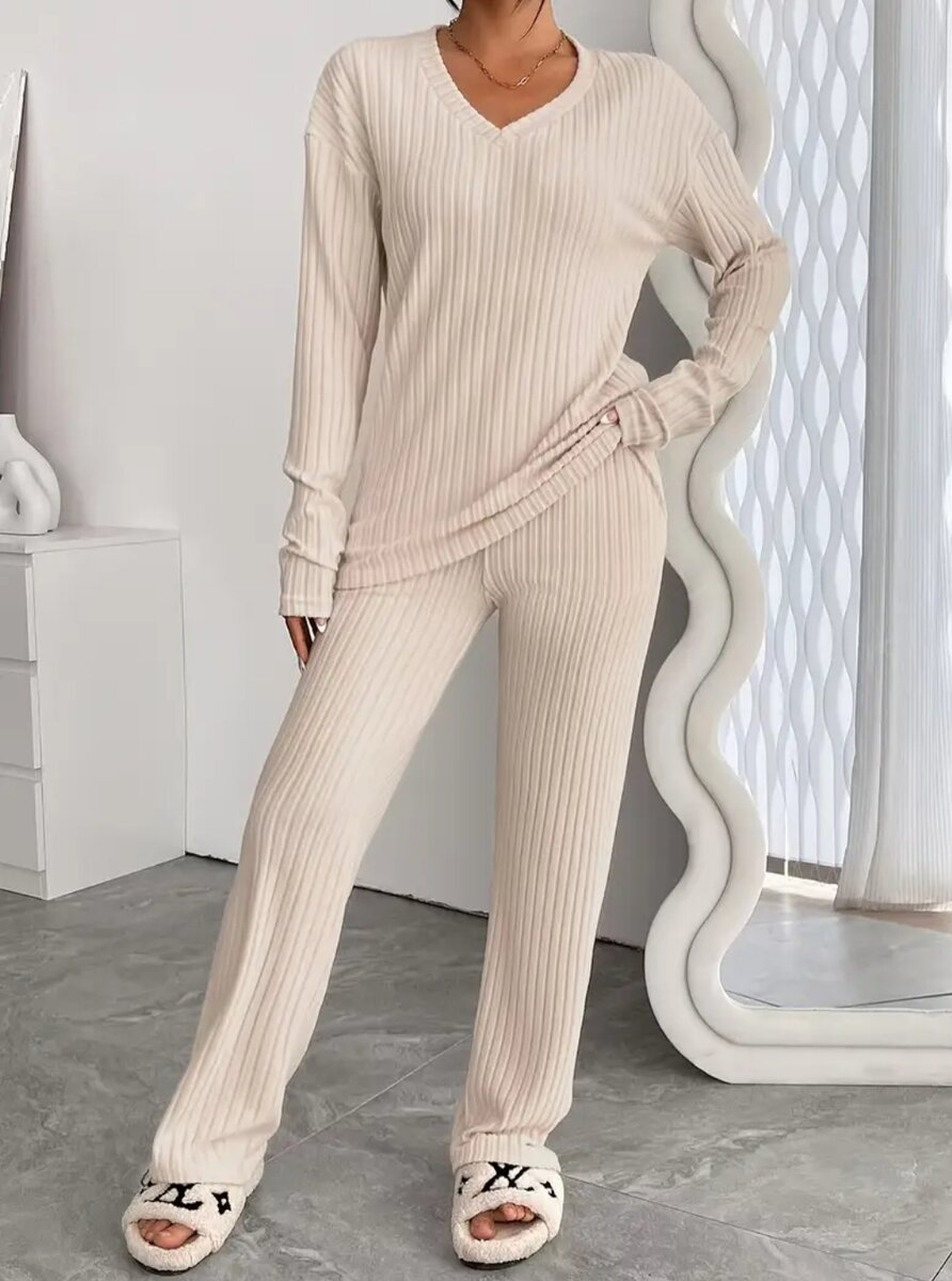 Ensemble doux côtelé