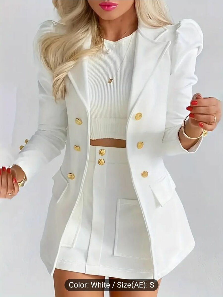 Two-Piece Elegant Lapel Blazers Set