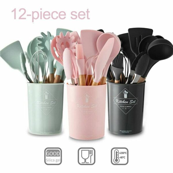 12 Piece Silicone Kitchen Utensil Set Heat Resistant Silicon
