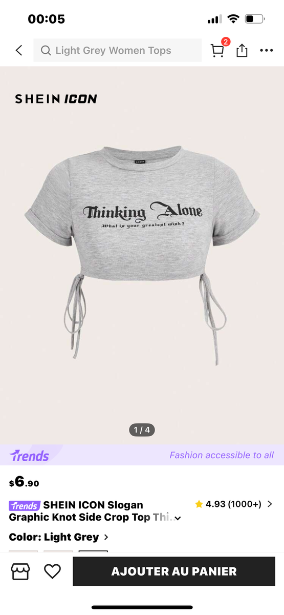 T-shirt court slogan gris