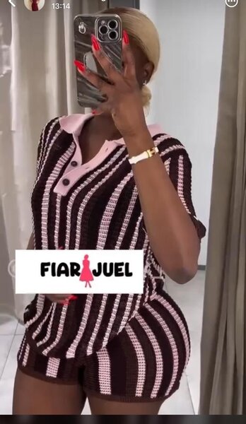 Ensemble tricot rayé femme