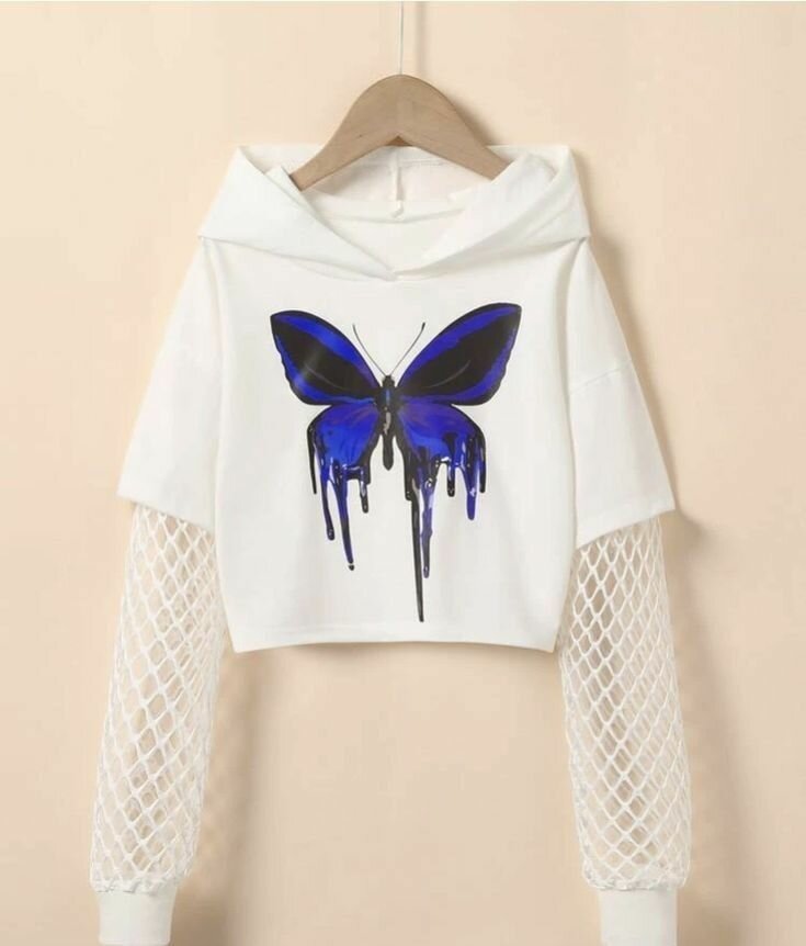 Pull court à manches filet papillon