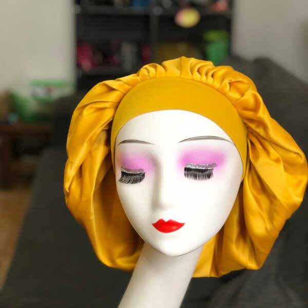 SATIN HAIR BONNET-WIDE BAND