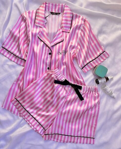 Pyjama femme en soie rose