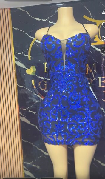 Robe Évasée Glamour Bleue