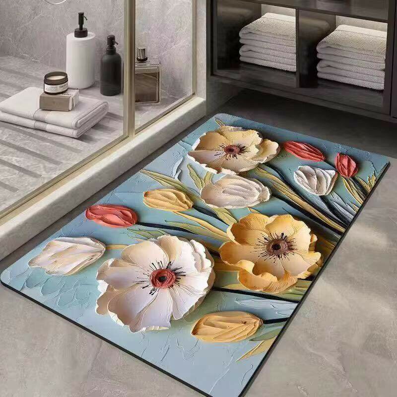 Tapis de bain antidérapant floral