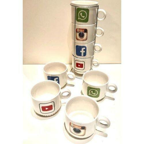 Tasses empilables réseaux sociaux