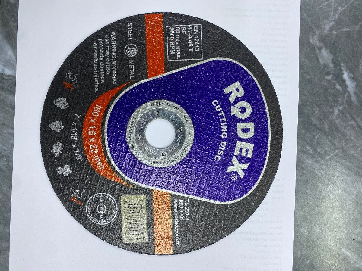 Отрезной диск по металлу Ф180 мм RODEX