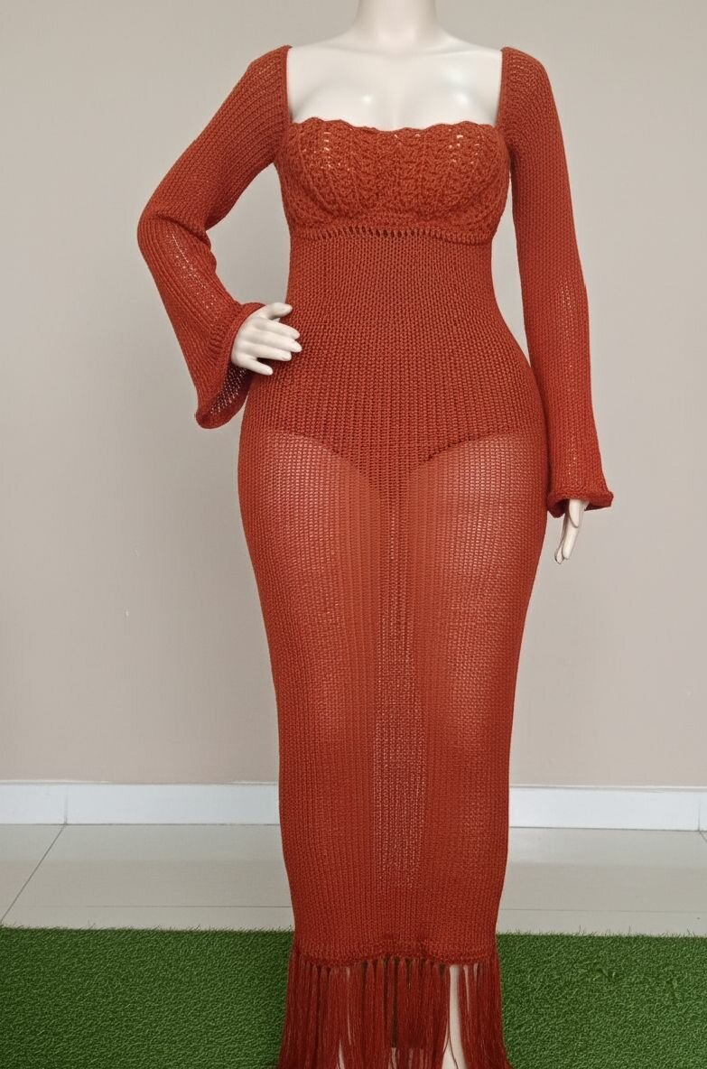 Robe Longue Bohème Tricotée