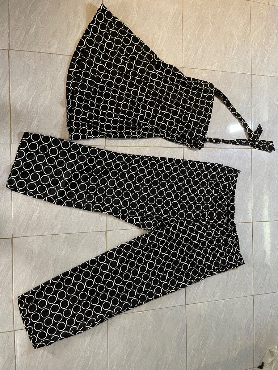 Black Patterned Matching Set