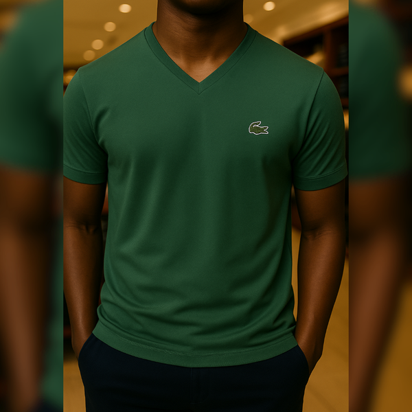 Tshirt Lacoste vert col V