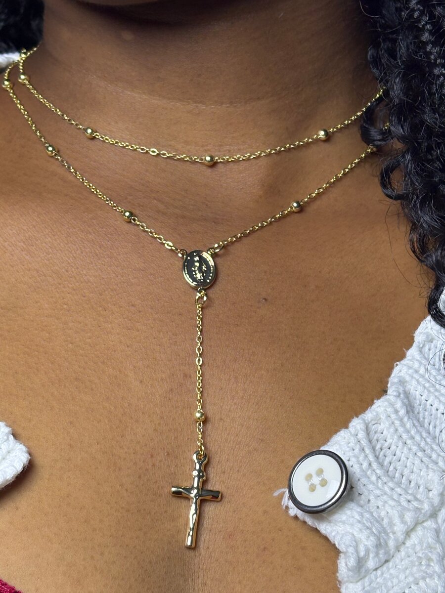 Collier ras du cou croix doré