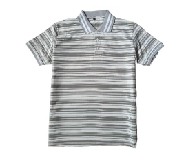White Grey Strips Polo T-Shirt Premium Quality Polo T-Shirt