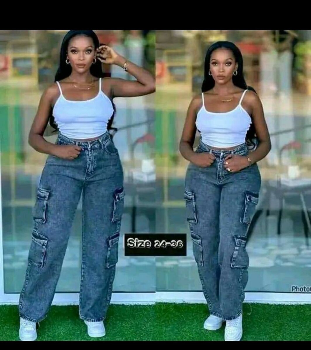 Jeans cargo femme décontracté