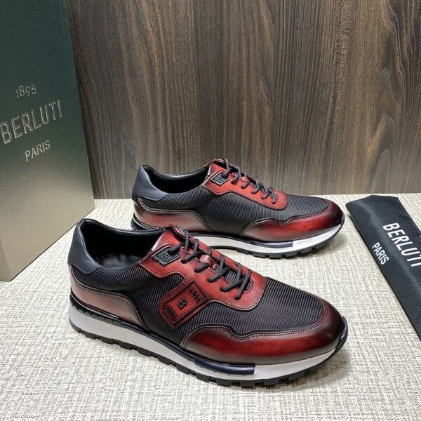Baskets noir et rouge Berluti
