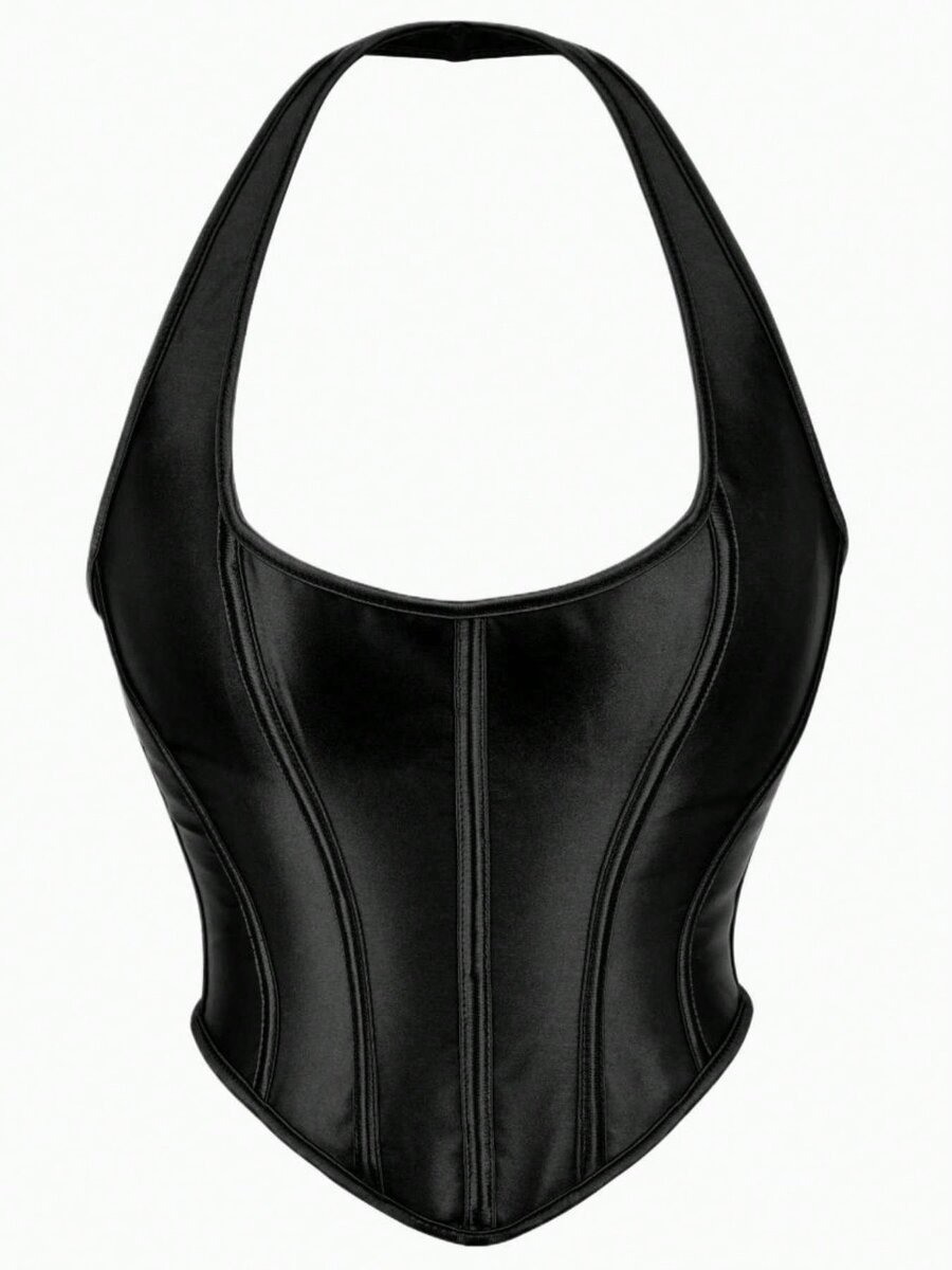 Corset noir en cuir