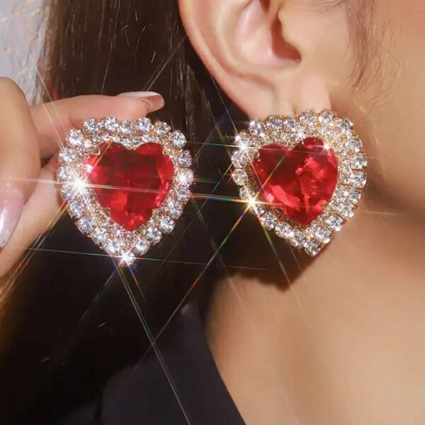 Boucles d'oreilles cœur rouge