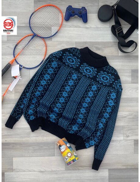 Pull à motif bleu chaleureux