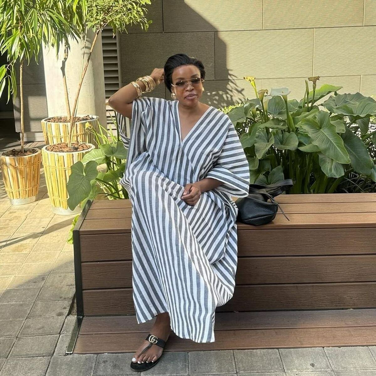 Robe maxi à rayures élégante