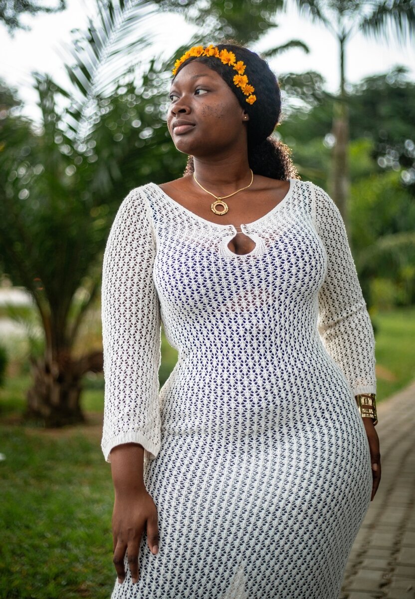 Robe longue en crochet femme