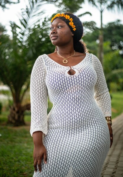 Robe longue en crochet femme