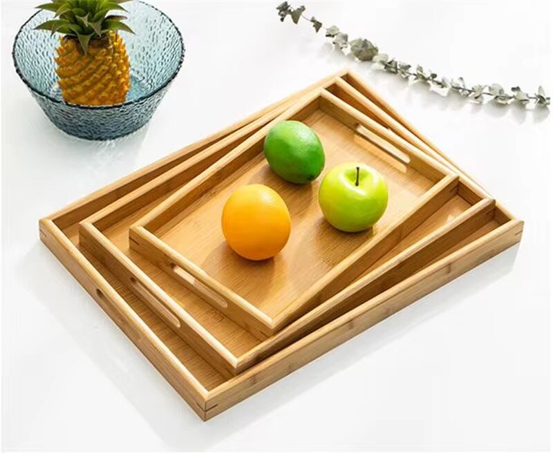 Plateaux en bambou empilables