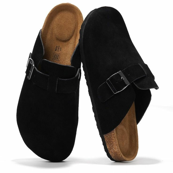 Mules en Suède Noire Confortables