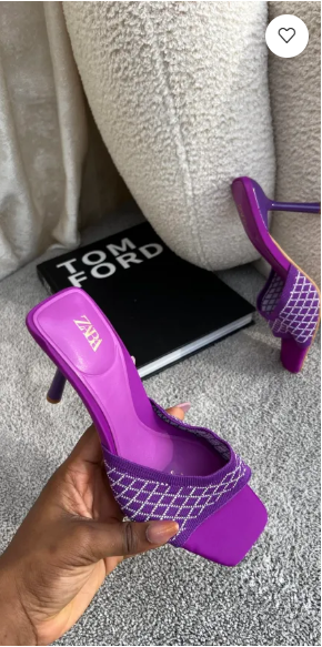 Luxe checkered mules in purple