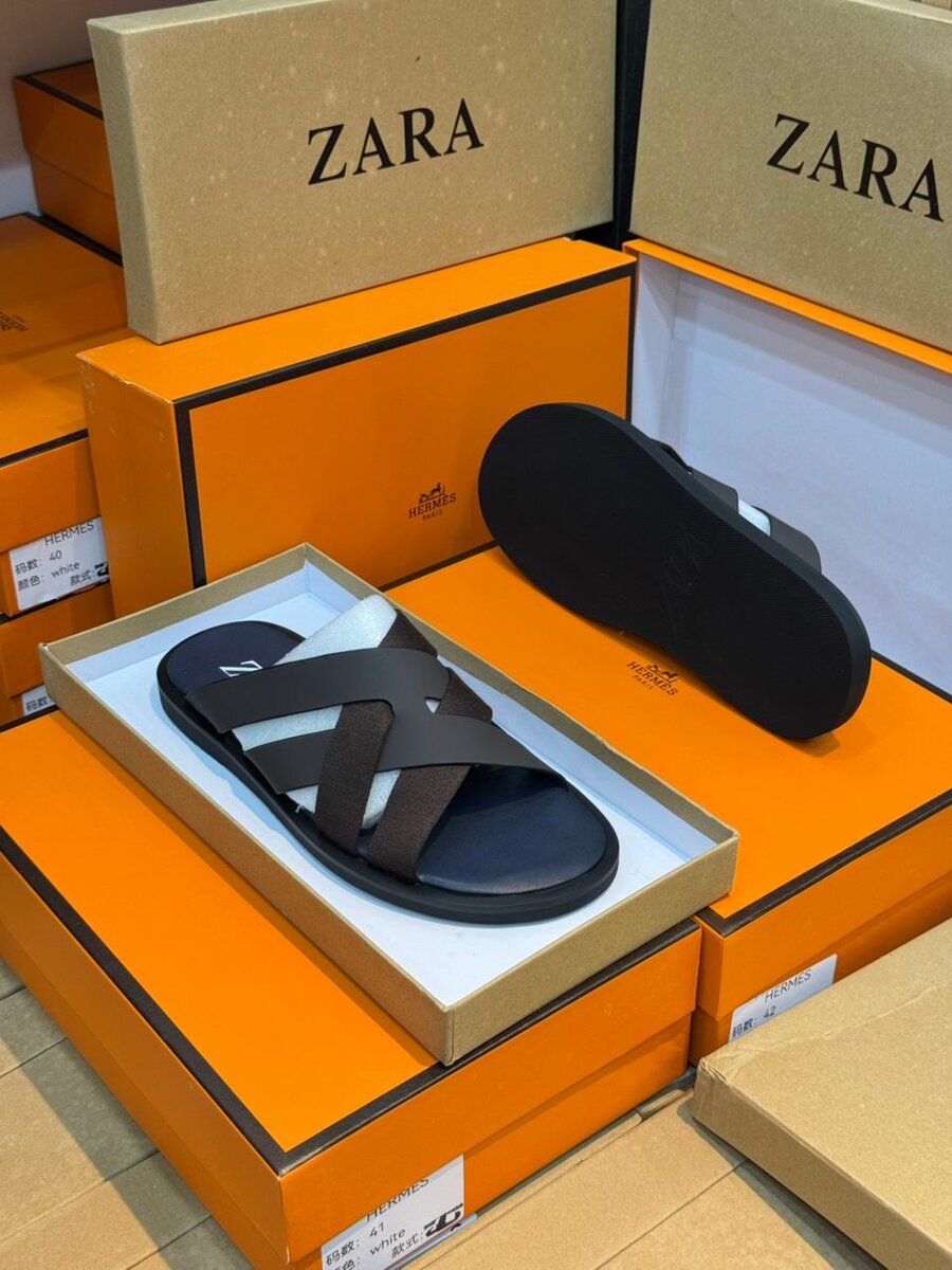 Sandales en cuir marron homme