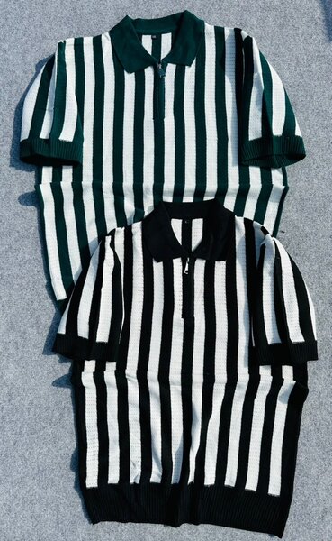 Polo rayé col zippé