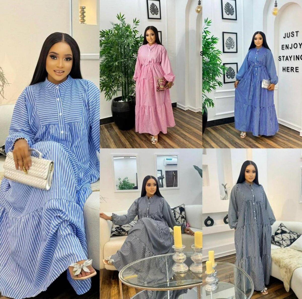 Robe longue rayée élégante