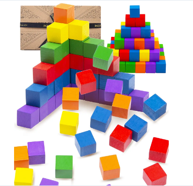 Wooden Cube Building Blocks 100pc / 3years+
