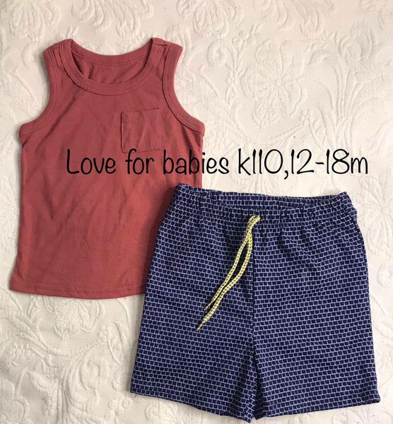 Set pink T-shirt + shorts with print, 12-18m