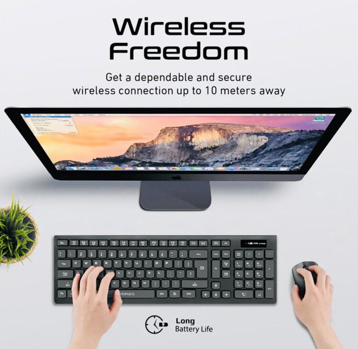 Promate Ergonomic Design Wireless Multimedia Keyboard and Mo