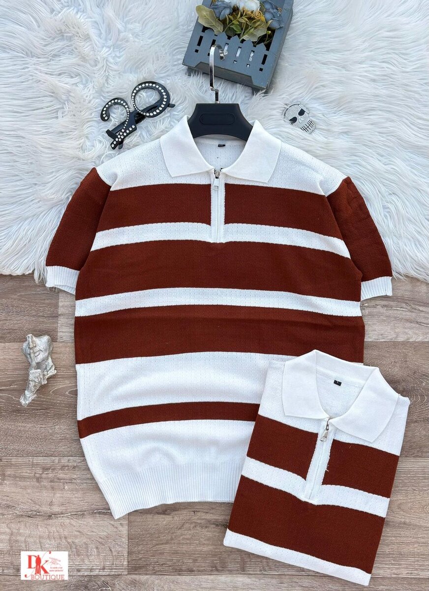 Pull rayé à manches courtes