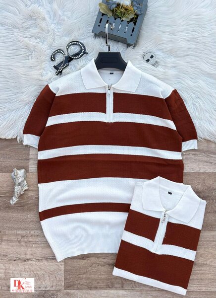 Pull rayé à manches courtes