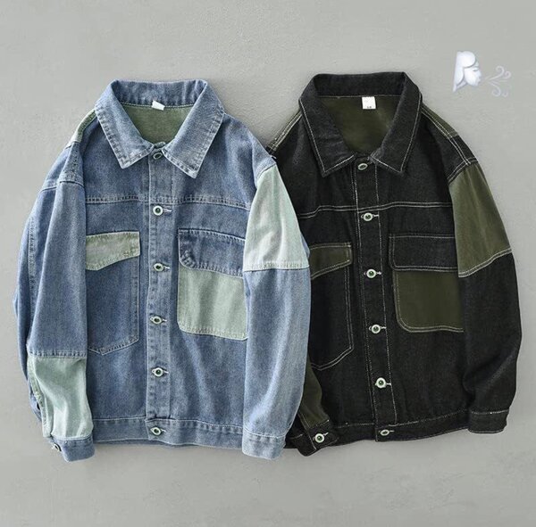 Veste en denim patchwork tendance