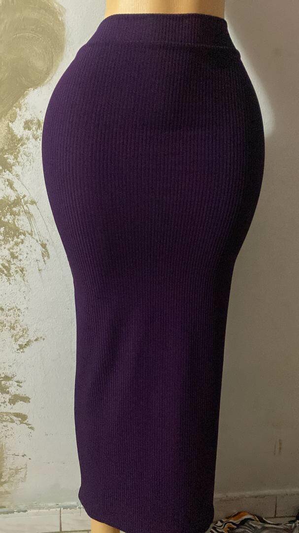 Jupe longue moulante violette